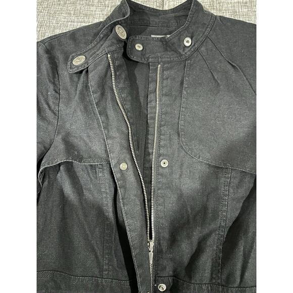 Adolfo Dominguez Jacket Women's S 38 Black Linen Blend Zip Silver Hardware Spain - Picture 7 of 11